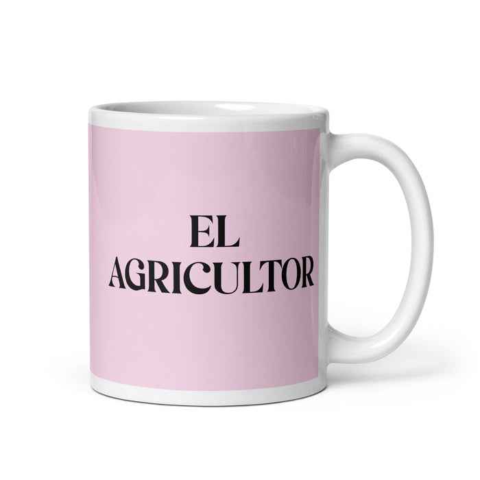 El Agricultor The Farmer Funny Home Office Work Coffee Mug Mexican Spanish Pride Gift White Glossy Cup Light Pink Card Mug Mexicada 11 oz