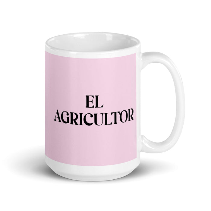 El Agricultor The Farmer Funny Home Office Work Coffee Mug Mexican Spanish Pride Gift White Glossy Cup Light Pink Card Mug Mexicada 15 oz