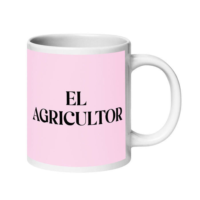 El Agricultor The Farmer Funny Home Office Work Coffee Mug Mexican Spanish Pride Gift White Glossy Cup Light Pink Card Mug Mexicada 20 oz