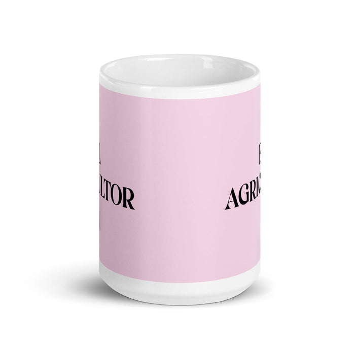 El Agricultor The Farmer Funny Home Office Work Coffee Mug Mexican Spanish Pride Gift White Glossy Cup Light Pink Card Mug Mexicada