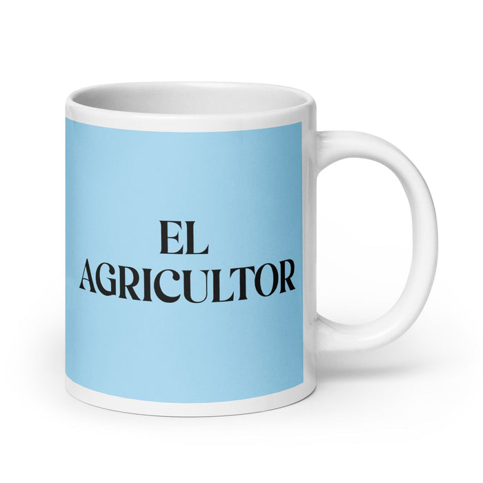 El Agricultor The Farmer Funny Home Office Work Coffee Mug Mexican Spanish Pride Gift White Glossy Cup Sky Blue Card Mug Mexicada 20 oz