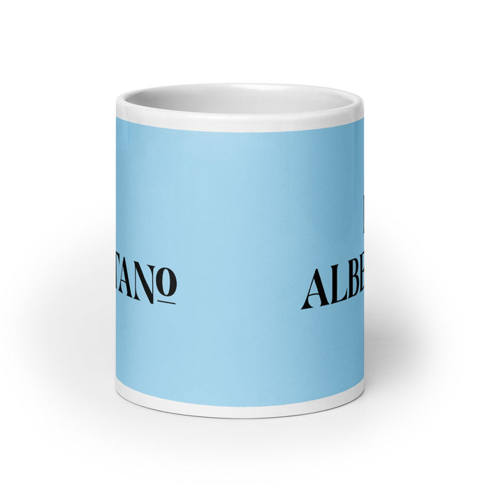 El Albertano The Albertan Funny Home Office Work Coffee Mug Mexican Spanish Pride Gift White Glossy Cup Sky Blue Card Mug Mexicada