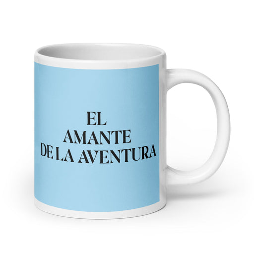 El Amante De La Aventura The Adventure Lover Funny Home Office Work Coffee Mug Mexican Spanish Pride Gift White Glossy Cup Sky Blue Card Mug Mexicada 20 oz