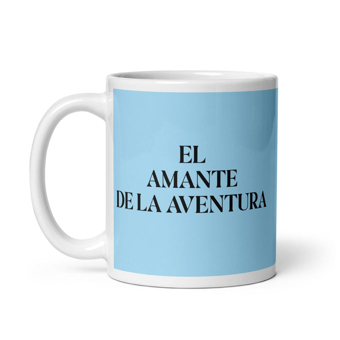 El Amante De La Aventura The Adventure Lover Funny Home Office Work Coffee Mug Mexican Spanish Pride Gift White Glossy Cup Sky Blue Card Mug Mexicada