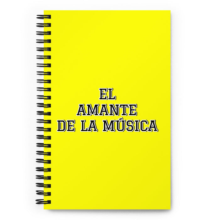 El Amante De La Música The Music Lover | Yellow Spiral Notebook, 140 Dotted Sheets | Funny Gift Idea Home Office Work | Mexican Spanish Pride Gift Mexicada