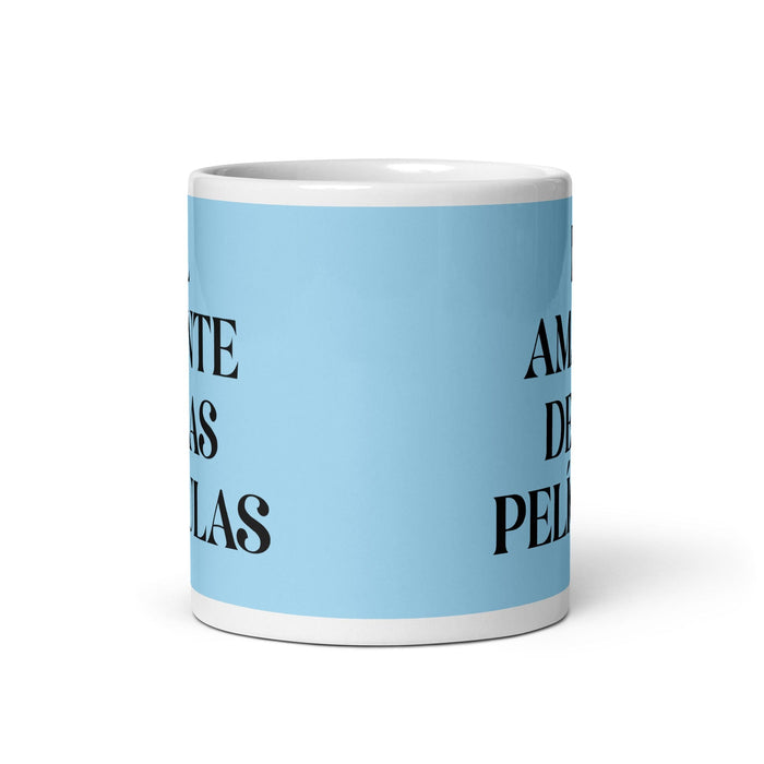 El Amante De Las Películas The Movie Lover Funny Home Office Work Coffee Mug Mexican Spanish Pride Gift White Glossy Cup Sky Blue Card Mug Mexicada