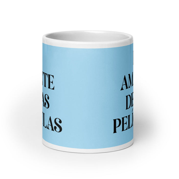 El Amante De Las Películas The Movie Lover Funny Home Office Work Coffee Mug Mexican Spanish Pride Gift White Glossy Cup Sky Blue Card Mug Mexicada