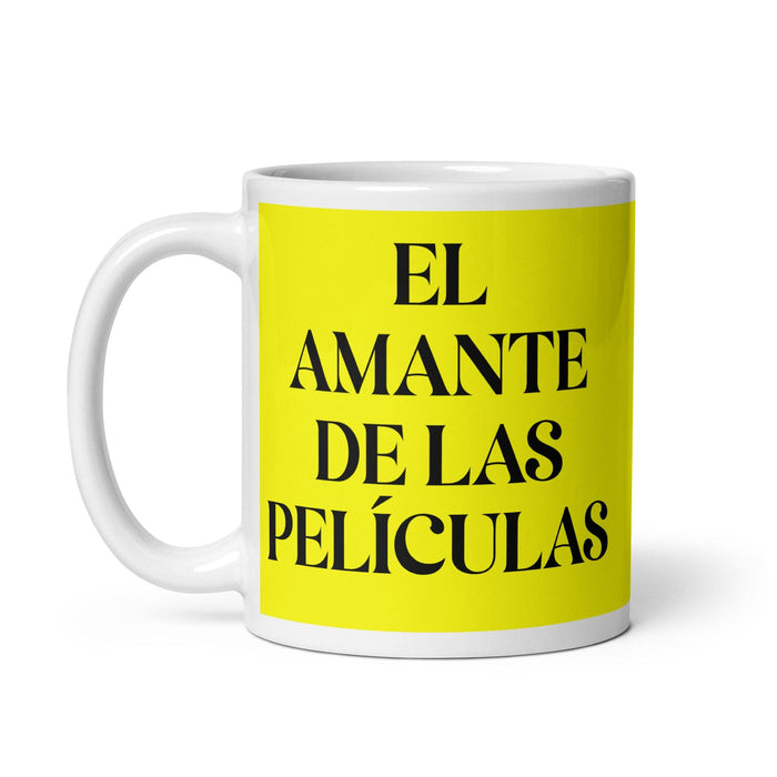 El Amante De Las Películas The Movie Lover Funny Home Office Work Coffee Mug Mexican Spanish Pride Gift White Glossy Cup Yellow Card Mug Mexicada