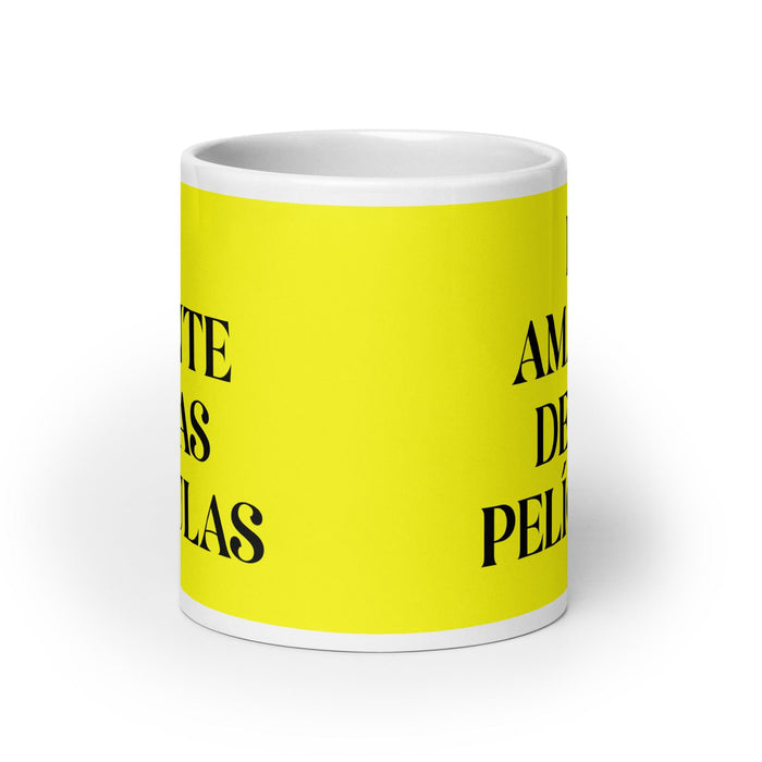 El Amante De Las Películas The Movie Lover Funny Home Office Work Coffee Mug Mexican Spanish Pride Gift White Glossy Cup Yellow Card Mug Mexicada