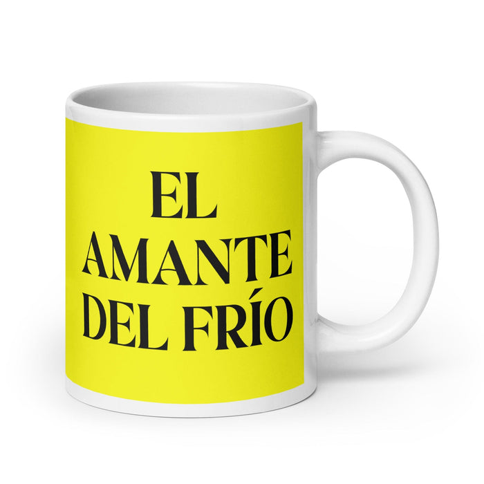 El Amante Del Frío The Cold Lover Funny Home Office Work Coffee Mug Mexican Spanish Pride Gift White Glossy Cup Yellow Card Mug Mexicada 20 oz