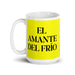 El Amante Del Frío The Cold Lover Funny Home Office Work Coffee Mug Mexican Spanish Pride Gift White Glossy Cup Yellow Card Mug Mexicada