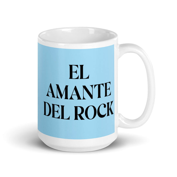 El Amante Del Rock The Rock Music Lover Funny Home Office Work Coffee Mug Mexican Spanish Pride Gift White Glossy Cup Sky Blue Card Mug Mexicada 15 oz