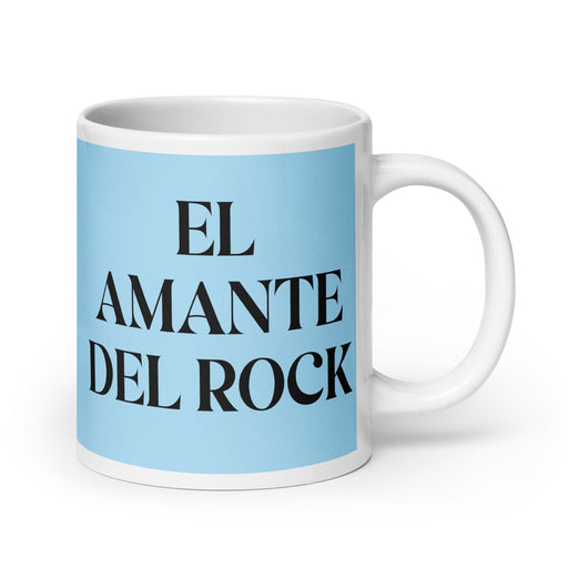 El Amante Del Rock The Rock Music Lover Funny Home Office Work Coffee Mug Mexican Spanish Pride Gift White Glossy Cup Sky Blue Card Mug Mexicada 20 oz