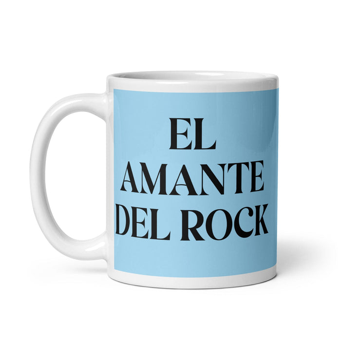 El Amante Del Rock The Rock Music Lover Funny Home Office Work Coffee Mug Mexican Spanish Pride Gift White Glossy Cup Sky Blue Card Mug Mexicada