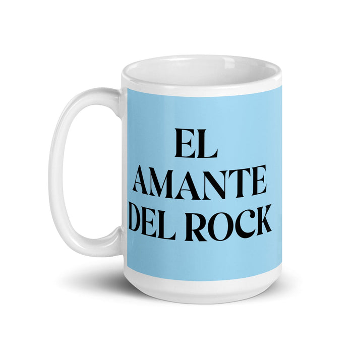 El Amante Del Rock The Rock Music Lover Funny Home Office Work Coffee Mug Mexican Spanish Pride Gift White Glossy Cup Sky Blue Card Mug Mexicada