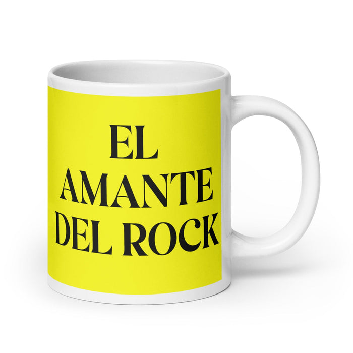 El Amante Del Rock The Rock Music Lover Funny Home Office Work Coffee Mug Mexican Spanish Pride Gift White Glossy Cup Yellow Card Mug Mexicada 20 oz