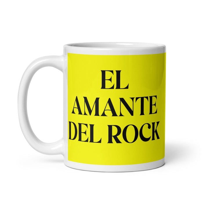 El Amante Del Rock The Rock Music Lover Funny Home Office Work Coffee Mug Mexican Spanish Pride Gift White Glossy Cup Yellow Card Mug Mexicada