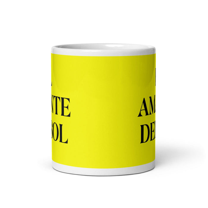 El Amante Del Sol The Sun Lover Funny Home Office Work Coffee Mug Mexican Spanish Pride Gift White Glossy Cup Yellow Card Mug Mexicada