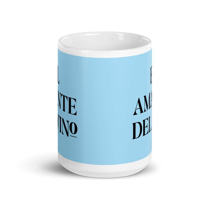 El Amante Del Vino The Wine Lover Funny Home Office Work Coffee Mug Mexican Spanish Pride Gift White Glossy Cup Sky Blue Card Mug Mexicada