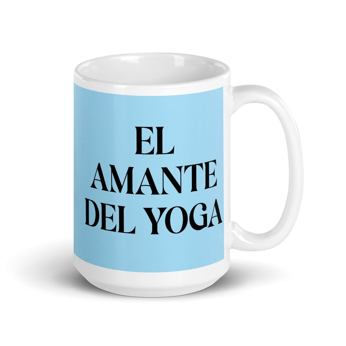 El Amante Del Yoga The Yoga Lover Funny Home Office Work Coffee Mug Mexican Spanish Pride Gift White Glossy Cup Sky Blue Card Mug Mexicada 15 oz