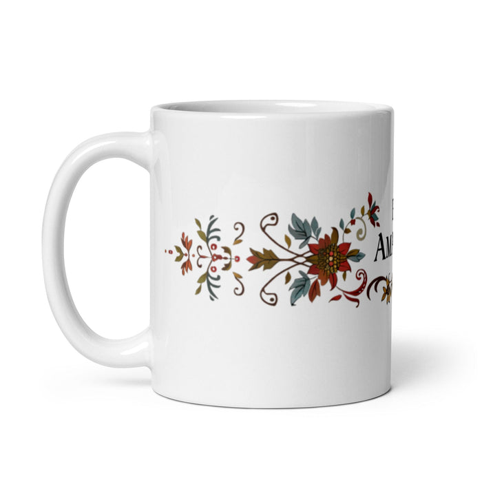 El Amante Exclusive Art Piece Home Office Work Coffee Mug Mexican Spanish Pride Gift Cup One-Of-A-Kind Calligraphy White Glossy Mug | E3 Mexicada