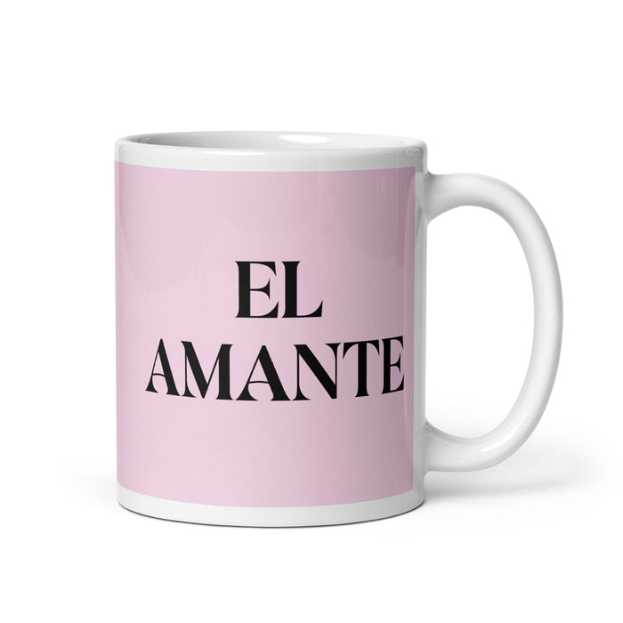 El Amante The Lover Funny Home Office Work Coffee Mug Mexican Spanish Pride Gift White Glossy Cup Light Pink Card Mug Mexicada 11 oz