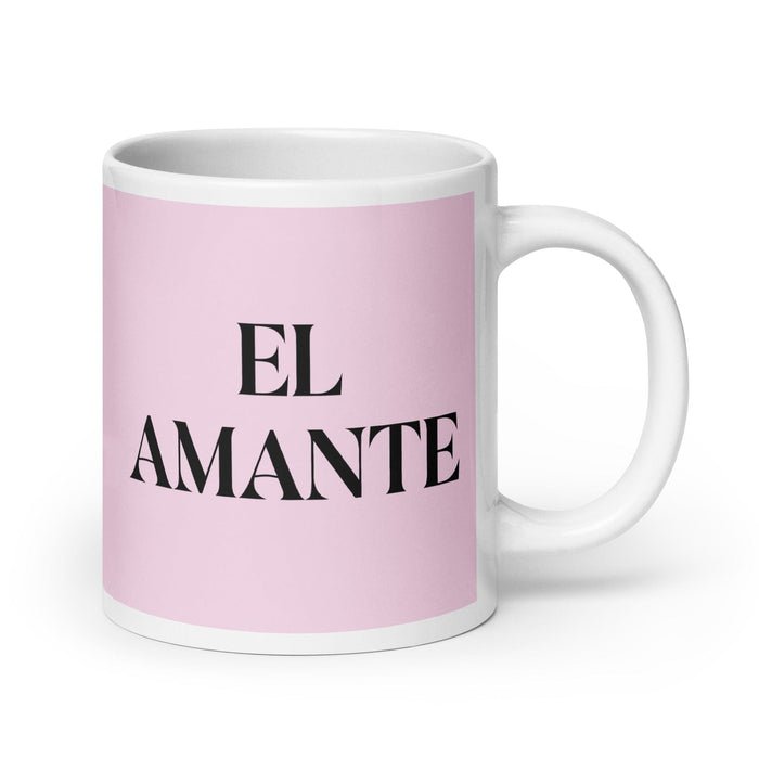 El Amante The Lover Funny Home Office Work Coffee Mug Mexican Spanish Pride Gift White Glossy Cup Light Pink Card Mug Mexicada 20 oz