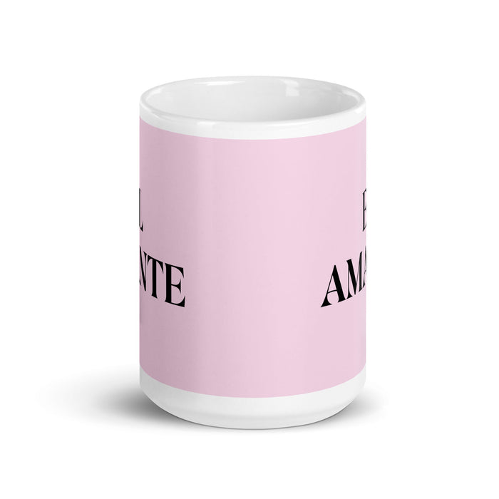 El Amante The Lover Funny Home Office Work Coffee Mug Mexican Spanish Pride Gift White Glossy Cup Light Pink Card Mug Mexicada