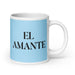 El Amante The Lover Funny Home Office Work Coffee Mug Mexican Spanish Pride Gift White Glossy Cup Sky Blue Card Mug Mexicada 20 oz