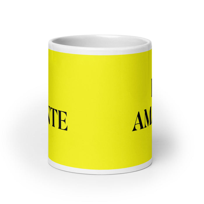 El Amante The Lover Funny Home Office Work Coffee Mug Mexican Spanish Pride Gift White Glossy Cup Yellow Card Mug Mexicada