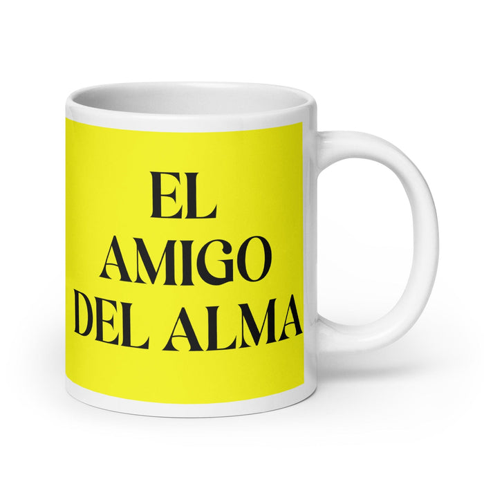 El Amigo Del Alma The Soulmate Friend Funny Home Office Work Coffee Mug Mexican Spanish Pride Gift White Glossy Cup Yellow Card Mug Mexicada 20 oz