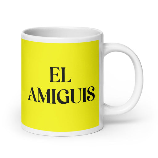 El Amiguis The Bestie Funny Home Office Work Coffee Mug Mexican Spanish Pride Gift White Glossy Cup Yellow Card Mug Mexicada 20 oz