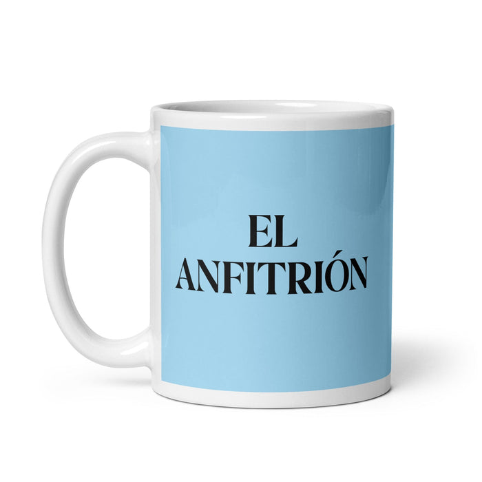 El Anfitrión The Host/Hostess Funny Home Office Work Coffee Mug Mexican Spanish Pride Gift White Glossy Cup Sky Blue Card Mug Mexicada