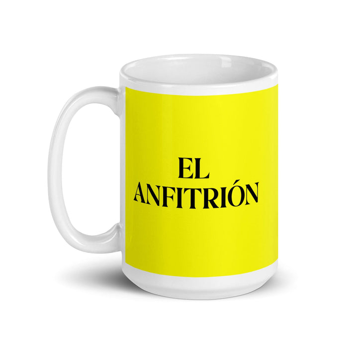 El Anfitrión The Host/Hostess Funny Home Office Work Coffee Mug Mexican Spanish Pride Gift White Glossy Cup Yellow Card Mug Mexicada