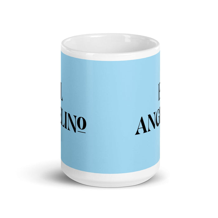 El Angelino The Los Angeles Resident Funny Home Office Work Coffee Mug Mexican Spanish Pride Gift White Glossy Cup Sky Blue Card Mug Mexicada