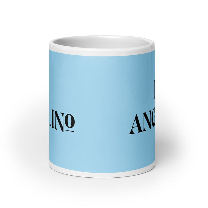 El Angelino The Los Angeles Resident Funny Home Office Work Coffee Mug Mexican Spanish Pride Gift White Glossy Cup Sky Blue Card Mug Mexicada