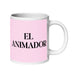 El Animador The Animator Funny Home Office Work Coffee Mug Mexican Spanish Pride Gift White Glossy Cup Light Pink Card Mug Mexicada 20 oz