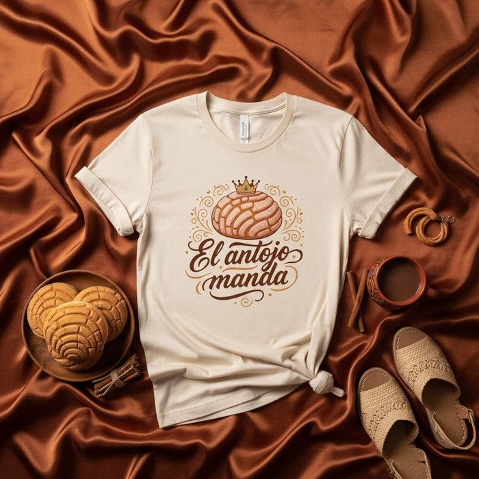 El Antojo Manda Concha Shirt, Mexican Pan Dulce Tee, Cute Concha Crown Graphic, Unisex Foodie Bakery Lover T-Shirt, Sweet Bread Gift for Hispanic Culture Enthusiasts, Spanish Phrase T-Shirt Mexicada