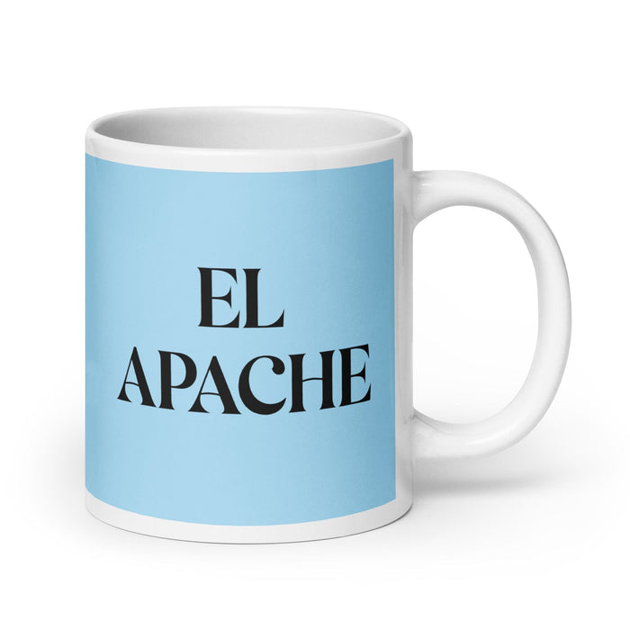 El Apache The Apache Funny Home Office Work Coffee Mug Mexican Spanish Pride Gift White Glossy Cup Sky Blue Card Mug Mexicada 20 oz