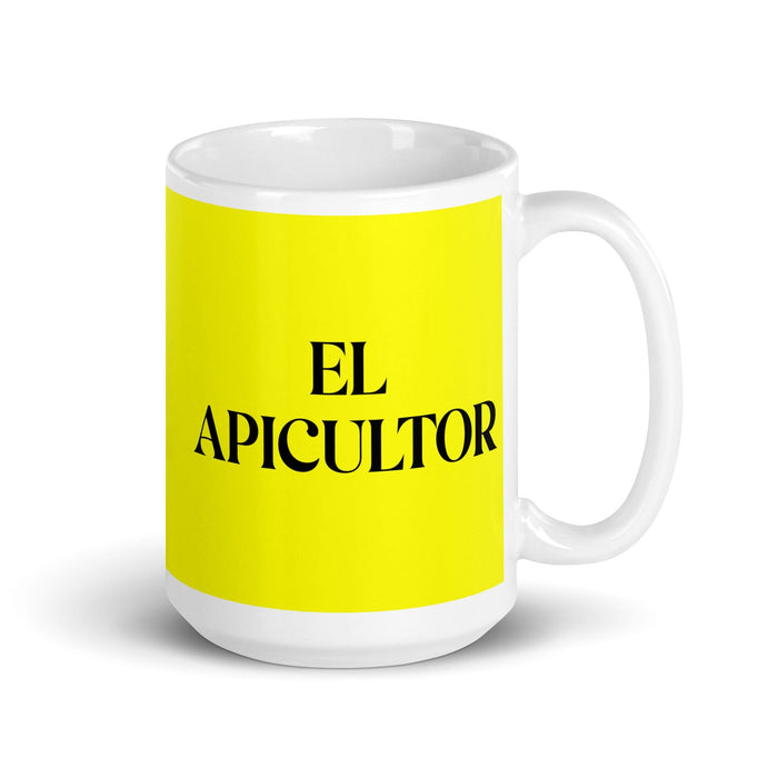 El Apicultor The Beekeeper Funny Home Office Work Coffee Mug Mexican Spanish Pride Gift White Glossy Cup Yellow Card Mug Mexicada 15 oz