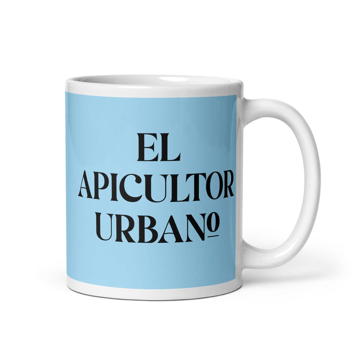 El Apicultor Urbano The Urban Beekeeper Funny Home Office Work Coffee Mug Mexican Spanish Pride Gift White Glossy Cup Sky Blue Card Mug Mexicada 11 oz