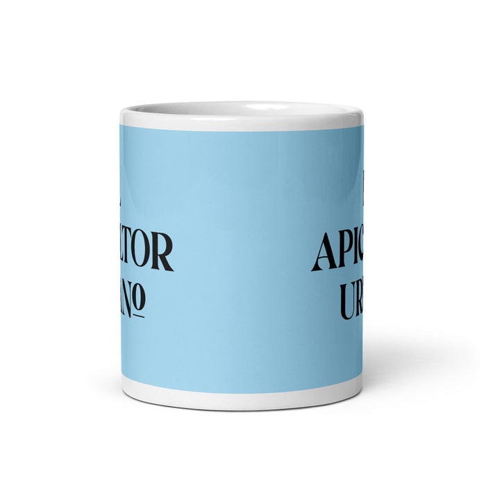 El Apicultor Urbano The Urban Beekeeper Funny Home Office Work Coffee Mug Mexican Spanish Pride Gift White Glossy Cup Sky Blue Card Mug Mexicada