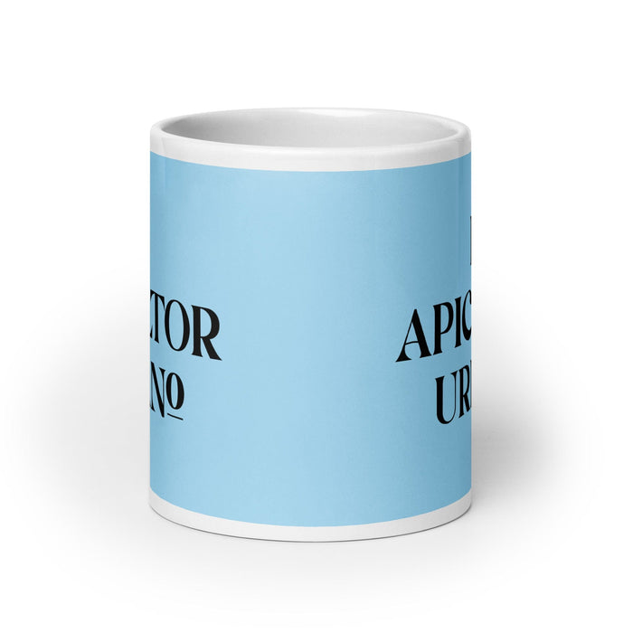 El Apicultor Urbano The Urban Beekeeper Funny Home Office Work Coffee Mug Mexican Spanish Pride Gift White Glossy Cup Sky Blue Card Mug Mexicada