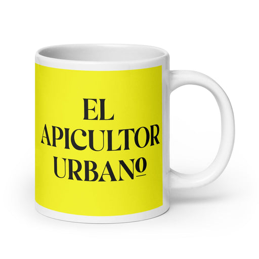 El Apicultor Urbano The Urban Beekeeper Funny Home Office Work Coffee Mug Mexican Spanish Pride Gift White Glossy Cup Yellow Card Mug Mexicada 20 oz