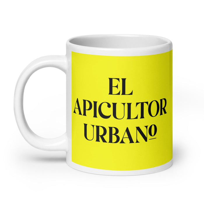 El Apicultor Urbano The Urban Beekeeper Funny Home Office Work Coffee Mug Mexican Spanish Pride Gift White Glossy Cup Yellow Card Mug Mexicada