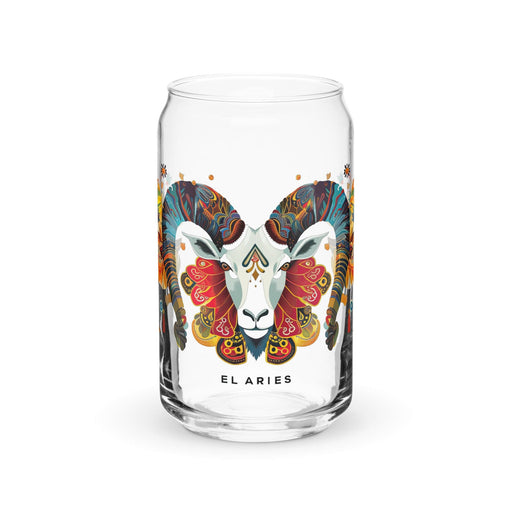 El Aries Exclusive Art Piece Can-Shaped Glass Home Office Work Mexican Spanish Pride Gift Cup One-Of-A-Kind Calligraphy Glass | E3 Mexicada 16 oz (No Lid No Straw)