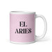 El Aries The Aries Funny Home Office Work Coffee Mug Mexican Spanish Pride Gift White Glossy Cup Light Pink Card Mug Mexicada 11 oz