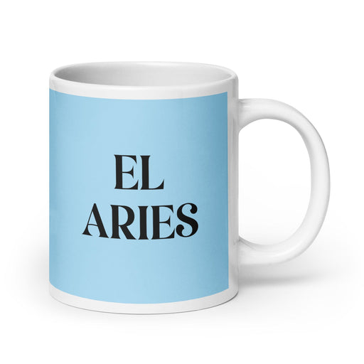 El Aries The Aries Funny Home Office Work Coffee Mug Mexican Spanish Pride Gift White Glossy Cup Sky Blue Card Mug Mexicada 20 oz