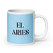 El Aries The Aries Funny Home Office Work Coffee Mug Mexican Spanish Pride Gift White Glossy Cup Sky Blue Card Mug Mexicada 20 oz