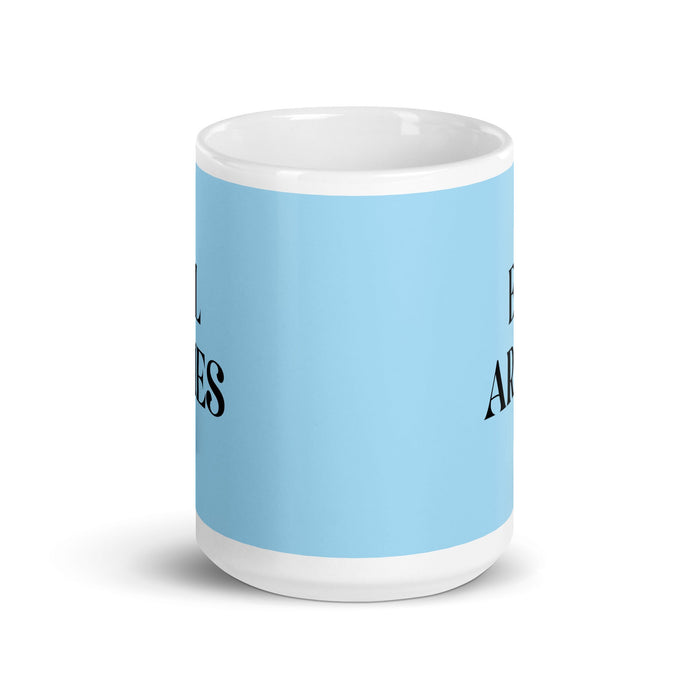 El Aries The Aries Funny Home Office Work Coffee Mug Mexican Spanish Pride Gift White Glossy Cup Sky Blue Card Mug Mexicada